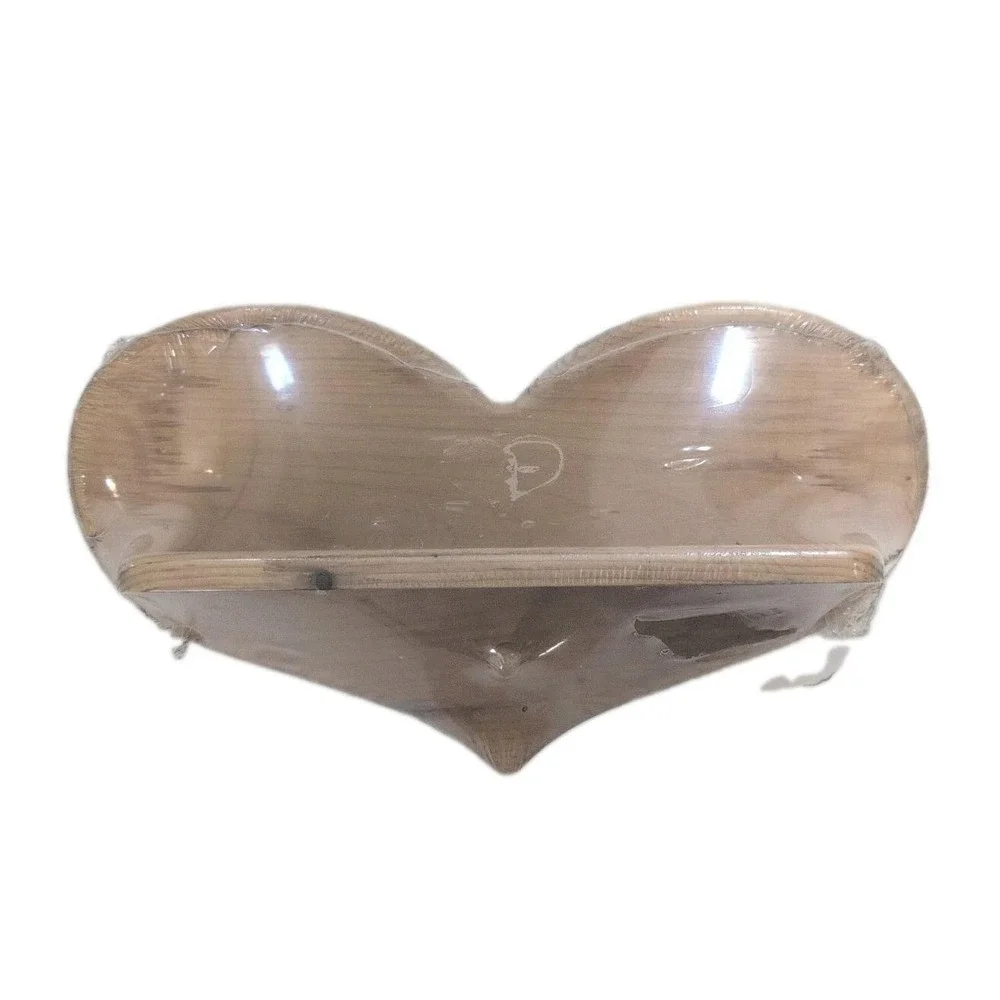Wooden Heart Wall Shelf with Peg Hook 13